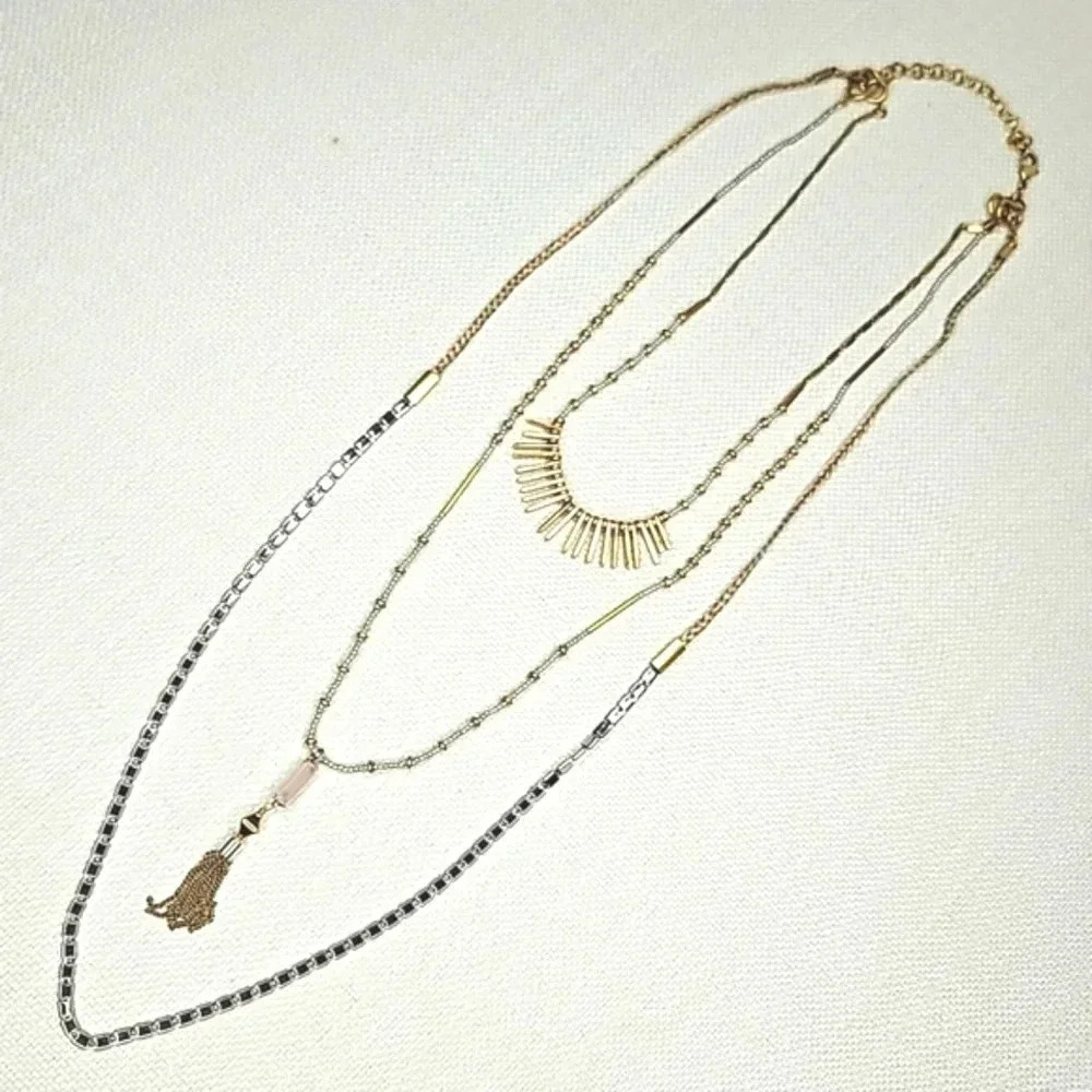 NIB - Retired Stella & Dot Riad Statement Necklace Versatile Gold Silver Rose